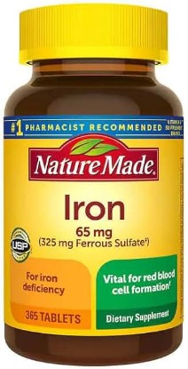 Picture of Nature Made Iron 65 mg (325 mg Ferrous Sulfate) Tablets, 365 Tablets | Vital for Red Blood Cell Formation