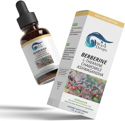 Picture of Berberine - L-Theanine - Chamomile - Ashwagandha Liquid Drops | Overall Well-Being | All Natural Ingredients 1 Fl Oz…