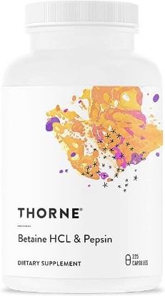 Picture of THORNE Betaine HCL & Pepsin - Digestive Enzymes for Protein Breakdown and Absorption - 225 Capsules