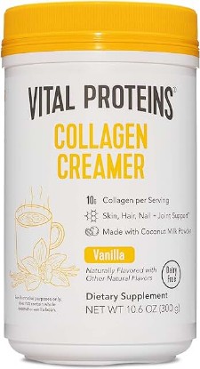 Picture of Vital Proteins Collagen Coffee Creamer, Non-dairy & Low Sugar Powder with Collagen Peptides Supplement - Supporting Healthy Hair, Skin, Nails with Energy-Boosting MCTs - Vanilla 10.6oz