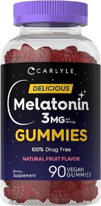 Picture of Carlyle Melatonin Gummies 3mg | 90 Count | Fruit Flavor Gummy Supplement | 100% Drug Free Support | Vegan, Non-GMO, Gluten Free