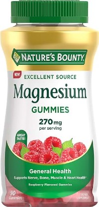 Picture of Nature's Bounty Magnesium Citrate Gummies for Adults, Supports General Health, Bone, Nerve, Muscle & Heart Health Support, 270mg per Serving, Vegan, Non-GMO - Raspberry 90 Count