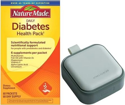 Picture of Nature Made Diabetes Health Pack, 60 Packets Bundle with Long Glacier Pill Oragnizer, Small Cute Pill Container for Medicine, Vitamins, Fish Oils, Supplement, Green