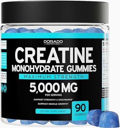 Picture of Creatine Monohydrate Gummies 5000mg (90 Count) Creatine Gummy For Men & Women - Blue Raspberry Flavored Creatine - Creatine For Women - Vegan Creatine Chews - 3rd Party Tested - USA Made - Creatine 5g