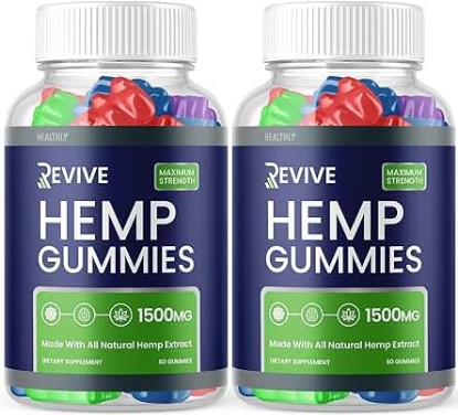 Picture of (2 Pack) Revive Gummies - Revive Hemp Gummies Premium Hemp Blend, Revive Hemp Advanced Formula Hemp Extract Supplement, Revive Hemp Gummy Big Size 25mg Per Gummy, 1500mg Per Bottle New (120 Gummies)