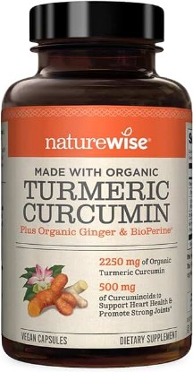 Picture of NatureWise Curcumin Turmeric 2250mg 95% Curcuminoids & BioPerine Black Pepper Extract Advanced Absorption for Joint Support [1 Month Supply - 90 Count]