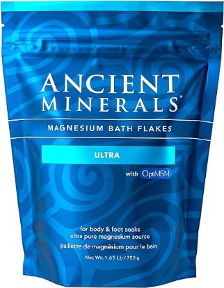 Picture of Ancient Minerals Magnesium Bath Flakes Ultra with OptiMSM - Resealable Magnesium Supplement Bag of Zechstein Chloride with Proven Better Absorption Than Epsom Bath Salt (1.65 lb)