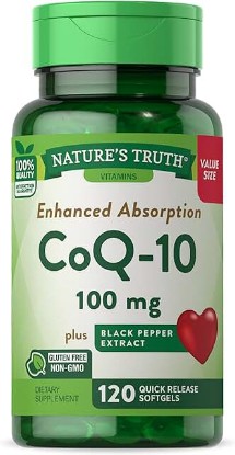 Picture of Nature's Truth CoQ10 100mg | 120 Softgels | High Absorption | Non-GMO & Gluten Free Coenzyme Supplement | with Black Pepper Extract