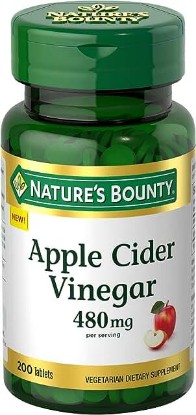 Picture of Nature's Bounty Apple Cider Vinegar 480mg Pills, Vegetarian Supplement Plant Based, 200 Tablets