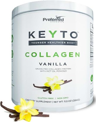 Picture of Keto Collagen Protein Powder with MCT Oil – Keto and Paleo Friendly Grass Fed and Pasture Raised Hydrolyzed Collagen Peptides – Fits Low Carb Diet and Keto Snacks – KEYTO Vanilla Flavor