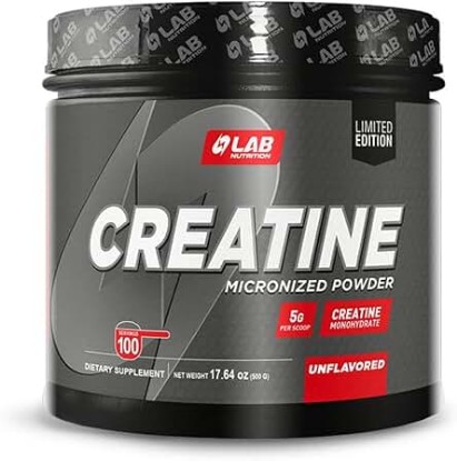 Picture of Lab Nutrition - Workout Supplement for Muscle Building, Pure Micronized Creatine Monohydrate, Keto Friendly, Creatine Unflavored Powder, 500g, 1.1 LBS - 100 Servings - Made in USA