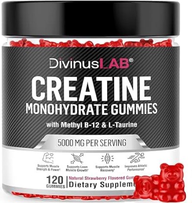 Picture of Creatine Monohydrate Gummies 5g (5000mg) Per Serving for Men & Women - Creatine Pre Workout Supplement For Energy Boost, Creatine Chews For Building Muscle and Strength, Vegan, Non-GMO, 120 Count