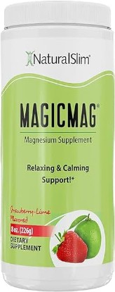 Picture of NaturalSlim Magicmag Pure Magnesium Citrate Powder – Stress, Constipation, Muscle, Heart Health, and Sleep Support | Natural Strawberry & Lime Flavored Magnesium Supplement - 8oz Drink Mix (Solo)