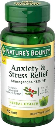 Picture of Nature's Bounty Anxiety & Stress Relief Ashwagandha Ksm-66 Tablets, 50 Count