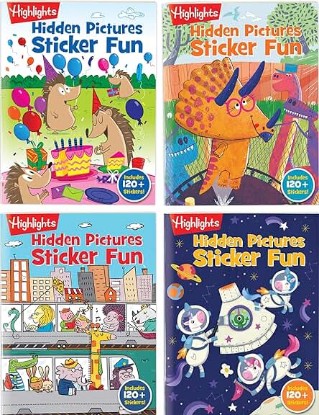 Picture of Highlights Hidden Pictures Sticker Fun Sticker Books for Kids Ages 3-6, 4-Pack of Sticker Books, 64 Pages of Seek and Find Sticker Activities, Books Double as Coloring Books, 480+ Stickers, Volume 2