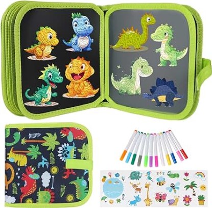 Picture of Kids Erasable Doodle Book Set, 14 Page Portable Reusable Drawing Board(Green)