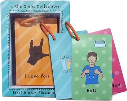 Picture of ASL First Word Flash Cards, American Sign Language Flashcards for Toddlers and Beginners, Sign Language Gifts for Kids, Talking Hand Pre-Learning Material for Communication