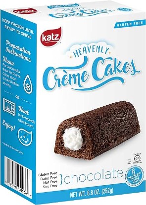 Picture of Katz Gluten Free Chocolate Crème Cakes | Dairy Free, Nut Free, Soy Free, Gluten Free | Kosher (3 Packs of 6 Crème Cakes, 8.8 Ounce Each)