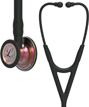 Picture of 3M Littmann Cardiology IV Diagnostic Stethoscope, 6165, More Than 2X as Loud*, Weighs Less**, Stainless Steel Rainbow-Finish Chestpiece, 27" Black Tube, Stem, and Headset