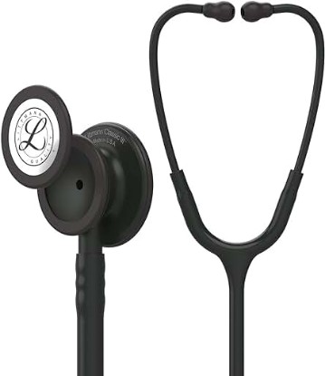 Picture of 3M Littmann Classic III Monitoring Stethoscope, 5803, More Than 2X as Loud* and Weighs Less**, Stainless Steel Black-Finish Chestpiece, 27" Black Tube, Stem and Headset