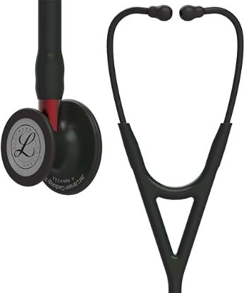 Picture of 3M Littmann Cardiology IV Diagnostic Stethoscope, 6200, More Than 2X as Loud*, Weighs Less**, Stainless Steel Black-Finish Chestpiece, 27" Black Tube, Red Stem, and Black Headset