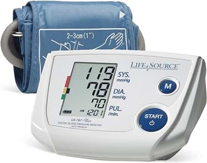 Picture of A&D Medical Premium Blood Pressure Monitor UA-767PSAC with Small Blood Pressure Cuff (16-24 cm / 6.3-9.4" Range), One-Click Operation, Irregular Heartbeat Detection, LCD BP Machine