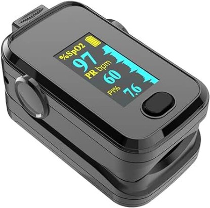 Picture of Finger Pulse Oximeter Fingertip, Oximeter，Portable Blood Oxygen Saturation Monitor for Heart Rate and SpO2 Level, O2 Monitor Finger for Oxygen, Black