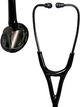 Picture of 3M Littmann Master Cardiology Stethoscope, 2176, Stainless Steel Smoke-Finish Chestpiece, 27" Black Tube