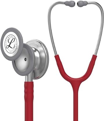 Picture of 3M Littmann Classic III Monitoring Stethoscope, 5627, More Than 2X as Loud* and Weighs Less**, Stainless Steel Chestpiece, 27" Burgundy Tube