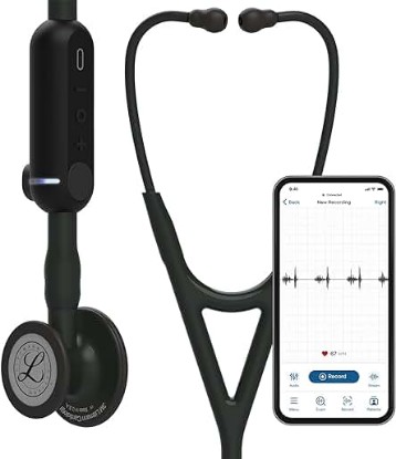 Picture of 3M Littmann CORE Digital Stethoscope, Our Most Advanced Stethoscope Yet, Up To 40x Amplification*, Active Noise Cancellation, In-App Sound Wave Visualization, Black-Finish Chestpiece, 8480