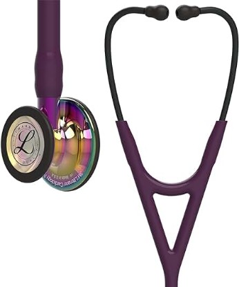 Picture of 3M Littmann Cardiology IV Diagnostic Stethoscope, 6239, More Than 2X as Loud*, Weighs Less**, Stainless Steel High Polish Rainbow-Finish Chestpiece, 27" Plum Tube, Violet Stem and Black Headset