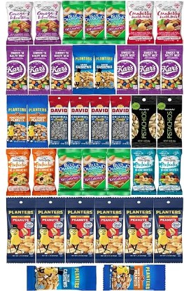 Picture of Nuts Individual Packs - Healthy Snacks for Adults that includes Raw Almonds, Pistachios in shell, Sunflower seeds, and Planters nuts - Trail Mix Individual Packs - Perfect hiking snacks and travel snacks. (38 PACK)