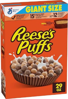 Picture of REESE’S PUFFS Chocolatey Peanut Butter Cereal, Kid Breakfast Cereal, Giant Size, 29 oz