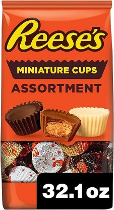 Picture of Reese's Miniatures Assorted Flavored Peanut Butter Cups, Candy Party Pack, 32.1 oz