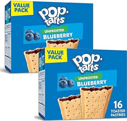 Picture of Pop Tarts Unfrosted Blueberry Flavour (2) Box SimplyComplete Bundle (32 Total) Kids Snack, Value Pack Snacking at Home School Office or with Family Friends