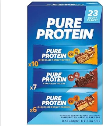 Picture of Pure Protein Bars, Nutrient Rich Snacks with High Protein for Energy Support, Minimal Sugar, Gluten-Free, Variety Pack (In NEYUM Packaging) (23 Pack)