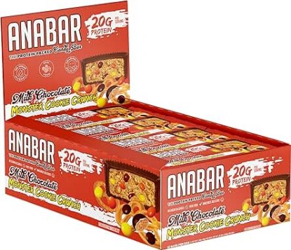 Picture of Anabar Protein Bar, The Protein-Packed Candy Bar, Amazing Tasting Protein Bar, No Sugar Alcohols, Real Food, Amazingly Delicious (12 Bars, Milk Chocolate Monster Cookie Crunch)