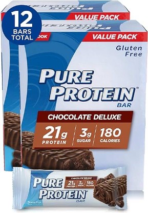 Picture of Pure Protein Bars, High Protein, Nutritious Snacks to Support Energy, Low Sugar, Gluten Free, Chocolate Deluxe, 6 Count (Pack of 2)