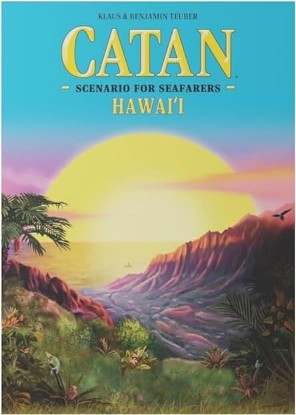 Picture of CATAN Hawai'i Scenario Expansion - Tropical Fishing Excursion for CATAN Seafarers! Strategy Game, Family Game for Kids and Adults, Ages 10+, 3-6 Players, 75 Minute Playtime, Made by CATAN Studio