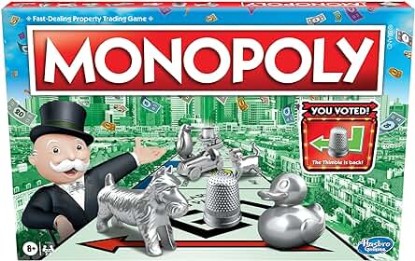 Picture of Monopoly Game, Family Board Games for 2 to 6 Players & Kids Ages 8 and Up, Includes 8 Tokens (Token Vote Edition)