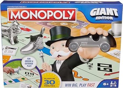 Picture of Monopoly Board Game Giant Edition Game for Kids | Family Board Game | Outdoor Games | Kids Games with Massive Board, Cards, Tokens, for Kids Ages 6+