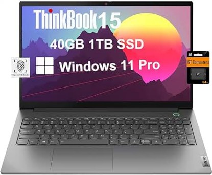 Picture of Lenovo ThinkBook 15 Gen 4 15.6" FHD (12th Gen Intel 10-Core i7-1255U, 40GB RAM, 1TB PCIe SSD, Narrow Bezel IPS) Business Laptop, 1080p Webcam, Fingerprint, IST SD Card, Win 11 Pro, Grey - 2024