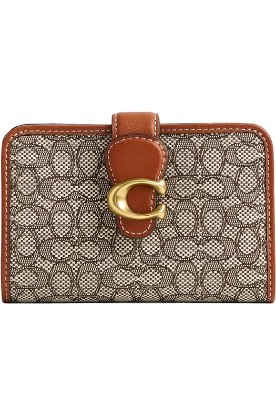 Picture of Coach Women's Mini Signature Jacquard Tabby Medium Wallet, B4/Cocoa Burnished Amb, One Size