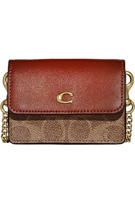 Picture of Coach Women's Colorblock Coated Canvas Signature Half Flap Card Case, Tan Rust, One Size