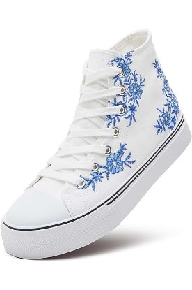 Picture of ZGR Womens High Top Canvas Sneakers,Lace-up Canvas Shoes,Casual Tennis Walking Shoes