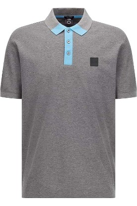 Picture of Hugo Boss Mens Parlay 130 Mercerised Cotton Polo Shirt Classic Fit 50458245 (Medium, Medgrey 030)