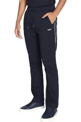 Picture of Hugo Boss Men's Hadim 1 Navy Blue Thick Cotton Track Pants Joggers with Side Taping (as1, Alpha, xx_l, Regular, Regular)