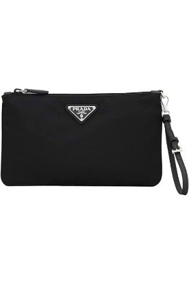 Picture of Prada Black Tessuto Nylon Pouch Case Clutch w Silver Prada Logo 1NH545, Small