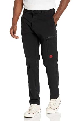 Picture of HUGO Men's Slim Fit Garment Dyed Cotton Mix Cargo Pants