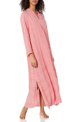 Picture of Natori Women's Printed Woven Sleepshirt, Coral Stripes, XS